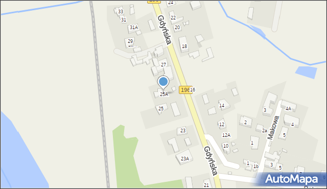 Czerwonak, Gdyńska, 25A, mapa Czerwonak