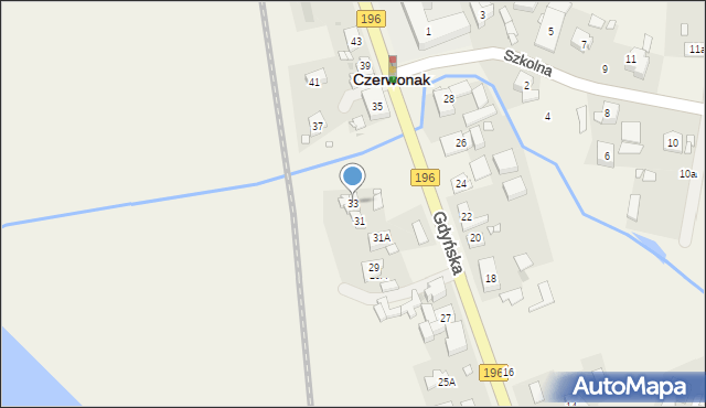 Czerwonak, Gdyńska, 33, mapa Czerwonak