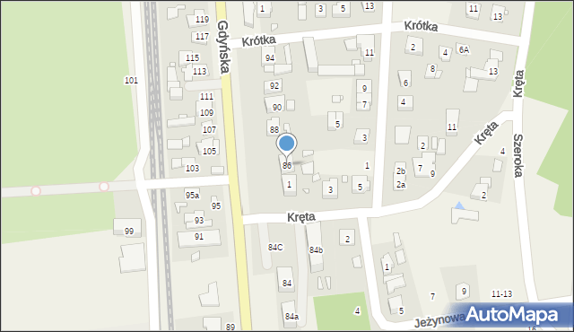 Czerwonak, Gdyńska, 86, mapa Czerwonak