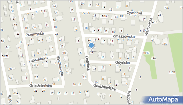 Częstochowa, Gdyńska, 14, mapa Częstochowy