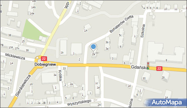 Dobiegniew, Gdańska, 2a, mapa Dobiegniew
