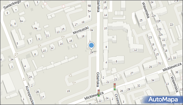 Ełk, Gdańska, 1A, mapa Ełku