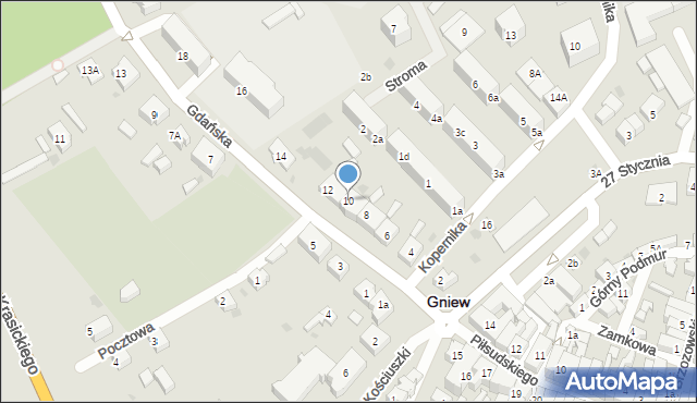 Gniew, Gdańska, 10, mapa Gniew