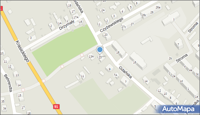Gniew, Gdańska, 13, mapa Gniew