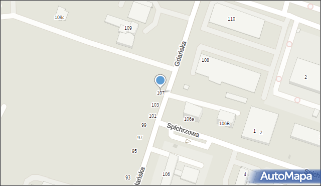 Gniezno, Gdańska, 107, mapa Gniezna