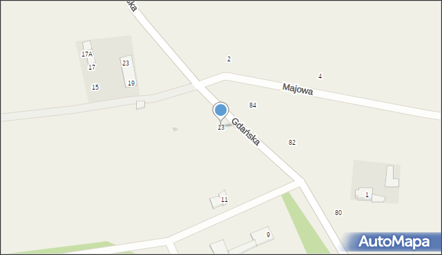 Grabiny-Zameczek, Gdańska, 13, mapa Grabiny-Zameczek