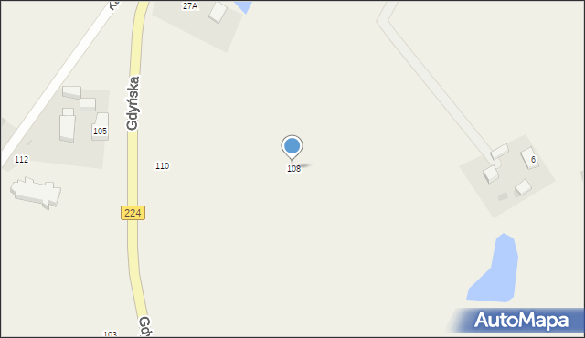 Grabowska Huta, Gdyńska, 108, mapa Grabowska Huta