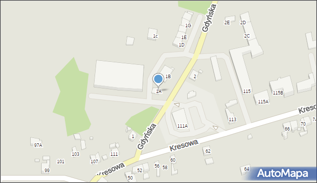 Gubin, Gdyńska, 1A, mapa Gubin