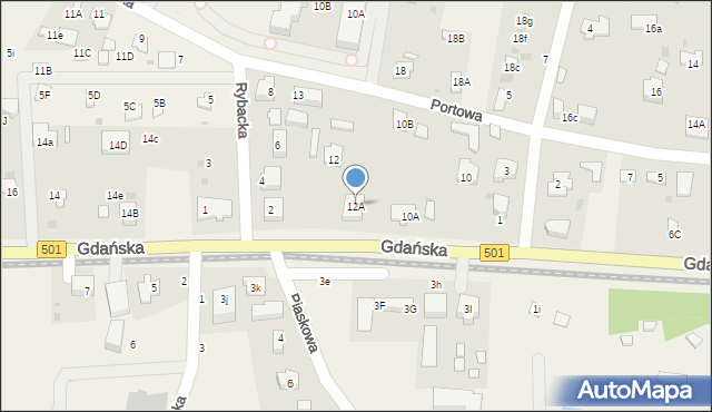 Jantar, Gdańska, 12A, mapa Jantar