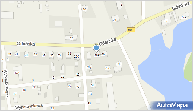 Jantar, Gdańska, 29A, mapa Jantar