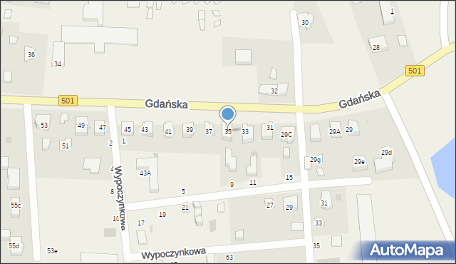 Jantar, Gdańska, 35, mapa Jantar