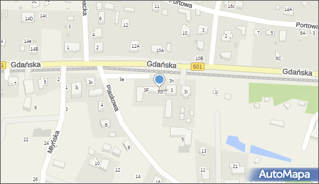 Jantar, Gdańska, 3G, mapa Jantar