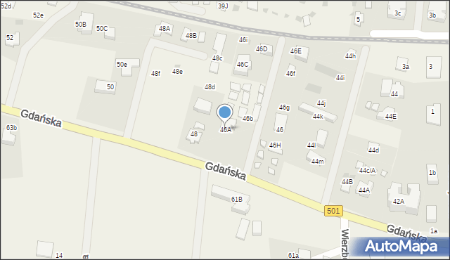 Jantar, Gdańska, 46A, mapa Jantar