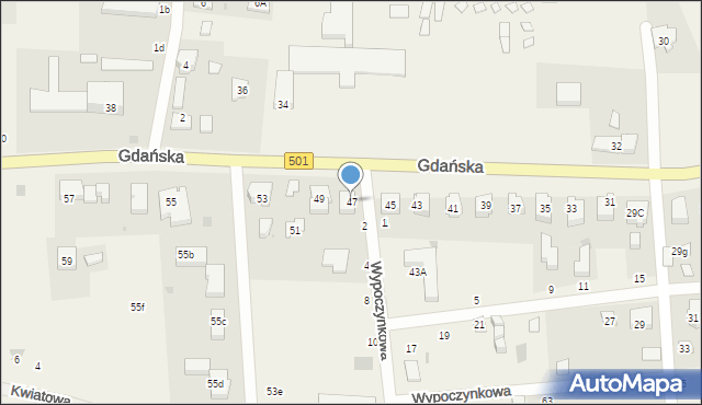 Jantar, Gdańska, 47, mapa Jantar