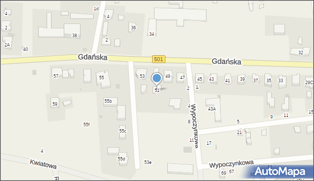 Jantar, Gdańska, 51, mapa Jantar