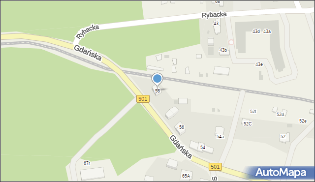 Jantar, Gdańska, 58, mapa Jantar