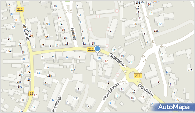 Kartuzy, Gdańska, 10a, mapa Kartuzy