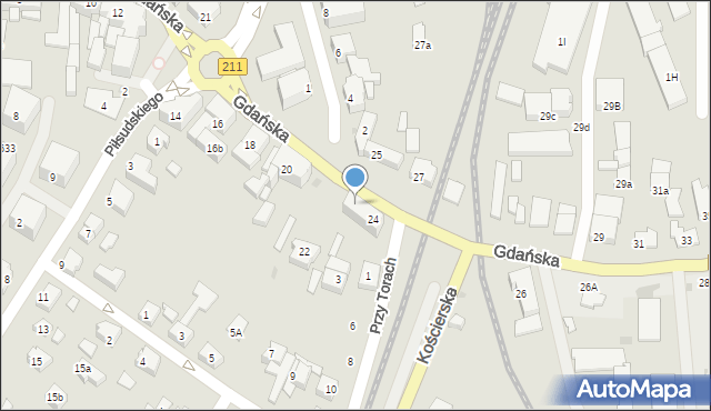 Kartuzy, Gdańska, 24A, mapa Kartuzy