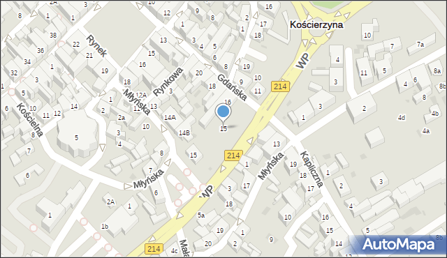 Kościerzyna, Gdańska, 15, mapa Kościerzyna