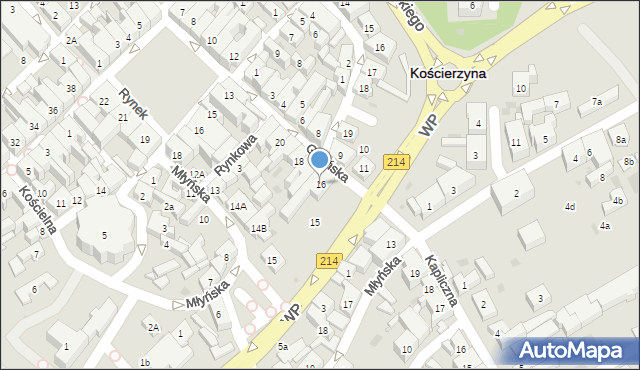 Kościerzyna, Gdańska, 16, mapa Kościerzyna