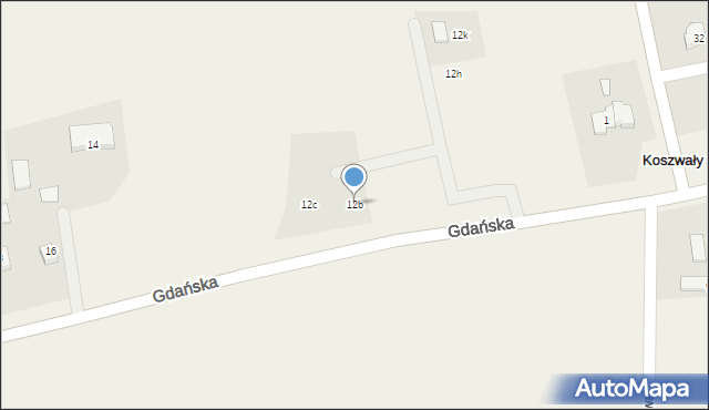 Koszwały, Gdańska, 12b, mapa Koszwały