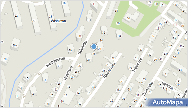 Kraków, Gdańska, 26, mapa Krakowa