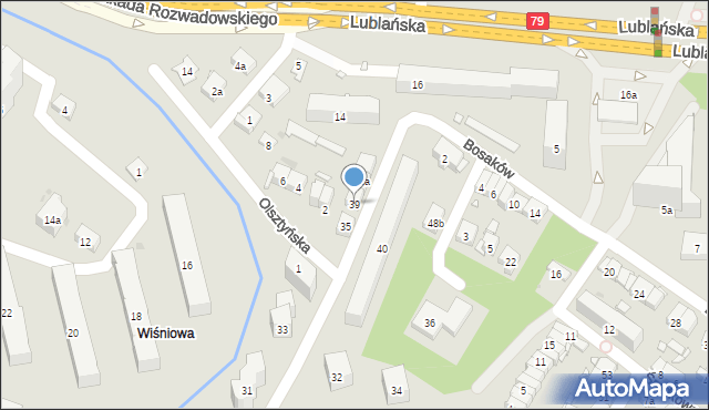 Kraków, Gdańska, 39, mapa Krakowa