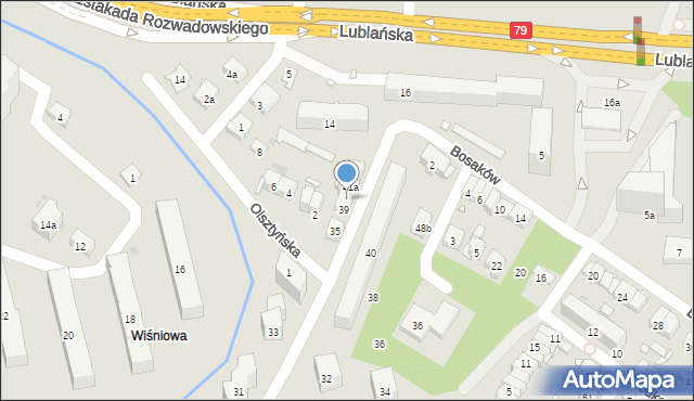 Kraków, Gdańska, 41, mapa Krakowa