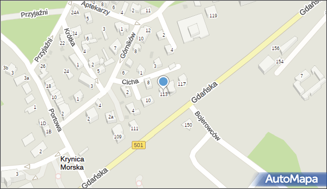 Krynica Morska, Gdańska, 113, mapa Krynica Morska