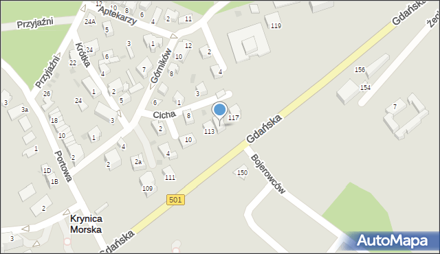 Krynica Morska, Gdańska, 115, mapa Krynica Morska