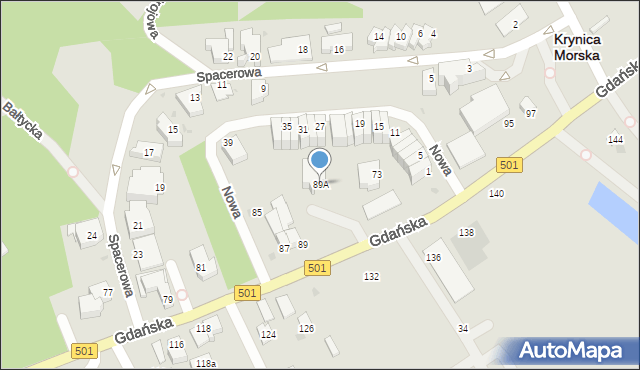 Krynica Morska, Gdańska, 89A, mapa Krynica Morska