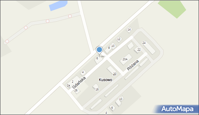 Kusowo, Gdańska, 6a, mapa Kusowo