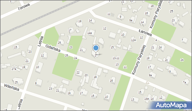 Łask, Gdańska, 17, mapa Łask