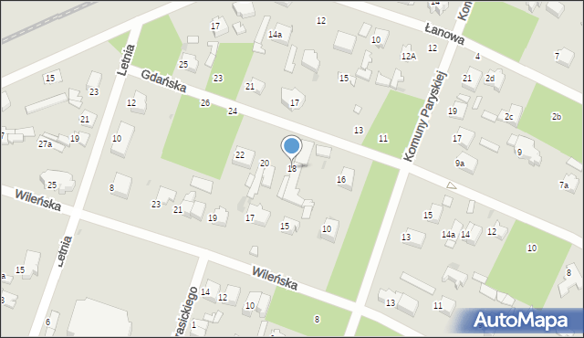 Łask, Gdańska, 18, mapa Łask