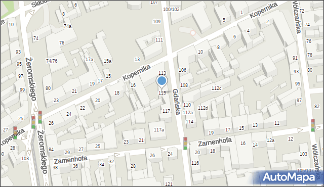 Łódź, Gdańska, 115, mapa Łodzi