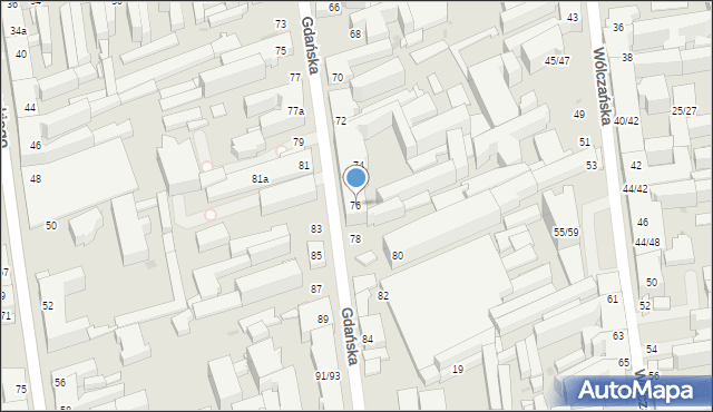 Łódź, Gdańska, 76, mapa Łodzi