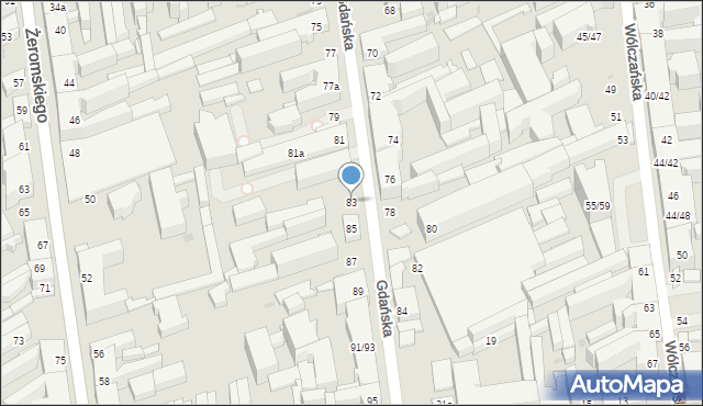 Łódź, Gdańska, 83, mapa Łodzi