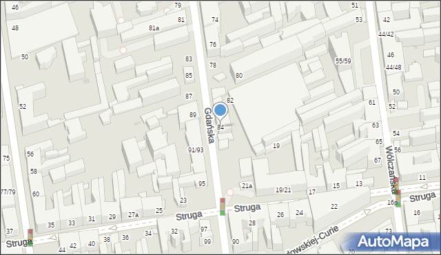 Łódź, Gdańska, 84, mapa Łodzi