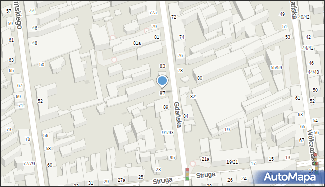Łódź, Gdańska, 87, mapa Łodzi