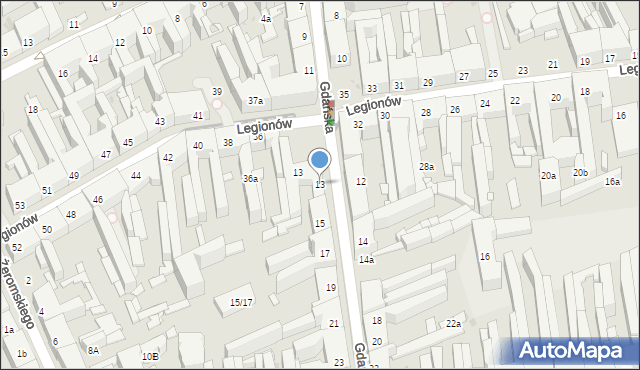Łódź, Gdańska, 13, mapa Łodzi
