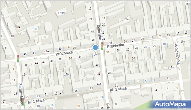 Łódź, Gdańska, 27, mapa Łodzi