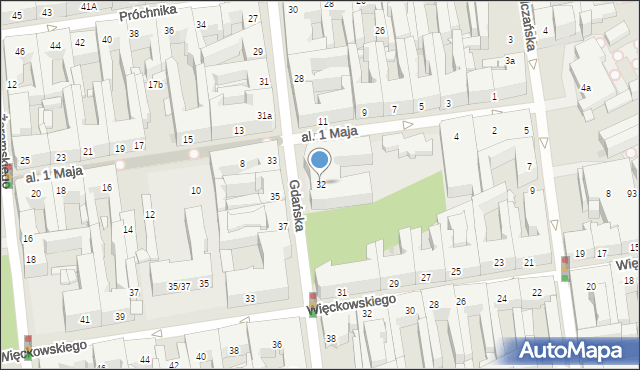 Łódź, Gdańska, 32, mapa Łodzi