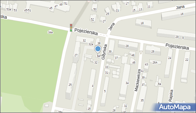 Łódź, Gdyńska, 34, mapa Łodzi