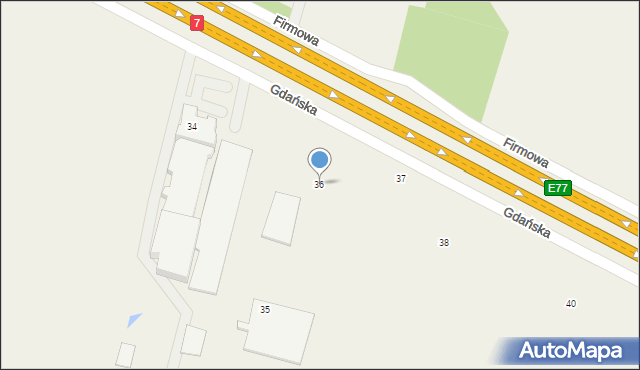 Łomna, Gdańska, 36, mapa Łomna