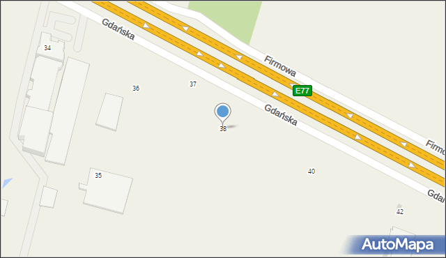 Łomna, Gdańska, 38, mapa Łomna
