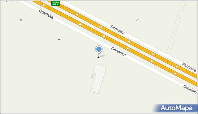 Łomna, Gdańska, 42, mapa Łomna