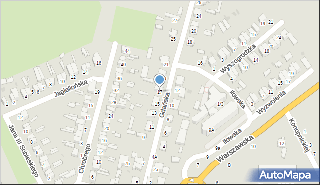 Łowicz, Gdańska, 17, mapa Łowicza