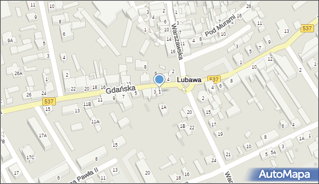 Lubawa, Gdańska, 1, mapa Lubawa