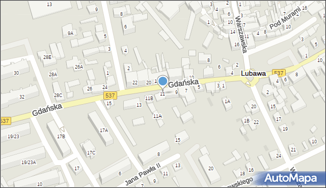 Lubawa, Gdańska, 11, mapa Lubawa