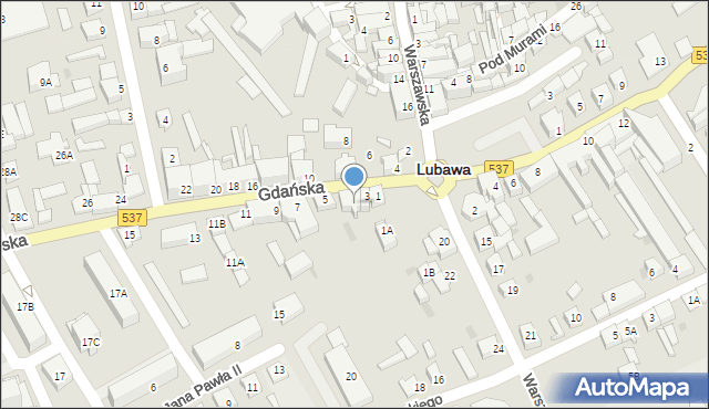 Lubawa, Gdańska, 3A, mapa Lubawa